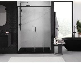 Mexen Exo, 2-krídlové posuvné 140x200 cm, 6mm číre sklo, čierny profil, 8152-140-000-70-00