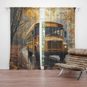 Sablio Záves Žltý školský autobus: 2ks 140x250cm