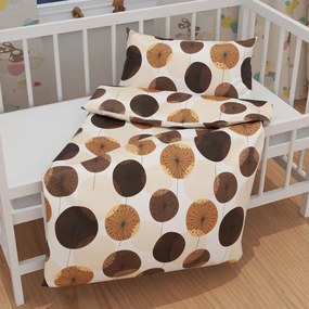 Biante Detské bavlnené posteľné obliečky do postieľky Sandra SA-488 Hnedo-béžové designové púpavy Do postieľky 90x130 a 40x60 cm