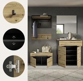 Predsieňová zostava Cano (5-dielna), šedá/dub artisan