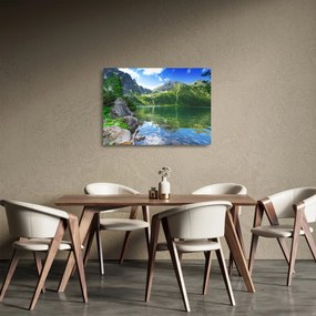 Sklenený obraz jazera v Tatrách (70x50 cm)