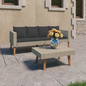 vidaXL 2-dielna záhradná sedacia súprava+podložky, polyratan, béžová