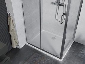 Mexen Apia, sprchový kút s posuvnými dverami 110 (dvere) x 70 (stena) cm, 6mm číre sklo, chrómový profil + slim sprchová vanička 5cm, 840-110-070-01-00-4010