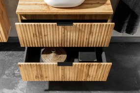 Závěsná skříňka Casad Smile s deskou a umyvadlem 80 cm dub wotan