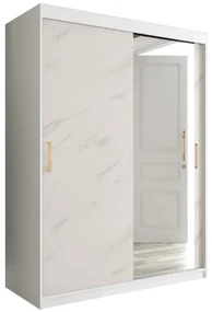 Šatníková skriňa 150 cm Marbelo T2 (matná biela + biely mramor). Vlastná spoľahlivá doprava až k Vám domov. 1064592