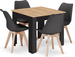 Jedálenský set 1 + 4, stôl MADO ARTISAN 80x80 + stoličky BALI MARK čierne