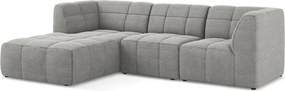 Sivá rohová pohovka z textílie buklé (ľavý roh/s leňoškou) Aloha – Makamii