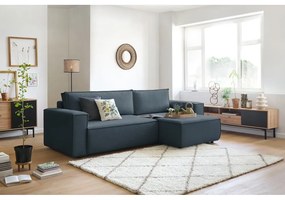 Tmavomodrá variabilná rozkladacia rohová pohovka Nihad – Bobochic Paris