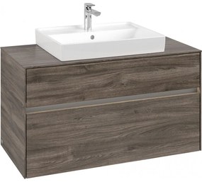 VILLEROY &amp; BOCH Collaro závesná skrinka pod umývadlo na dosku (umývadlo v strede), 2 zásuvky, s LED osvetlením, 1000 x 500 x 548 mm, Stone Oak, C019B0RK