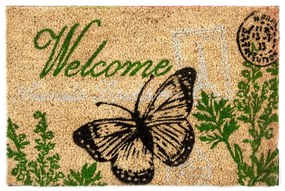 Home Elements Kokosová rohožka Welcome motýľ, 40 x 60 cm