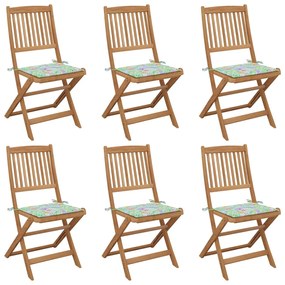 Skladacie záhradné stoličky so sedákmi 6 ks akáciový masív 3075006