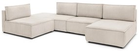 Krémovobiela menčestrová rohová pohovka (variabilná) Nihad modular – Bobochic Paris