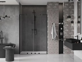 Mexen Velar L Duo, posuvné sprchové dvere do otvoru 160 cm, 8mm číre sklo, čierna matná, 871-160-003-02-70