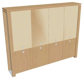 Vysoká skriňa Verno+ S 260 x 46 x 210 cm, kombinované dvere, dub svetlý / vanilka
