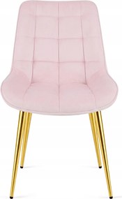Ružová zamatová stolička BERA so zlatými nohami