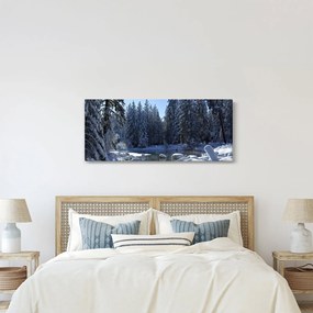 Obraz zasneženého lesa (120x50 cm)