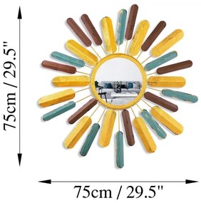 Nástenné zrkadlo SLNKO pr. 75 cm žltá