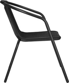 SPRINGOS Záhradný nábytok, sada pre 2 osoby: stoličky a stôl, kovovo-sklenená súprava, čierna