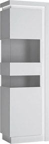 Vysoká vitrína Lyon, biela lesk, s osvetlením, ľavá