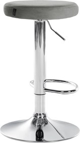 Barová stolička Ponte - zamat, chróm rám - Sivá