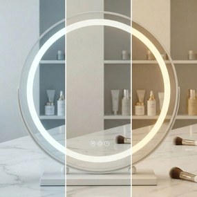 Rea Make-Up, LED okrúhle kozmetické zrkadlo na postavenie 50 cm, biela, HOM-12021