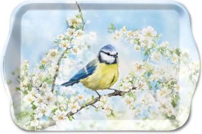 Melamínová tácka so sýkorkou na rozkvitnutej vetve Blossom - 13*21 cm