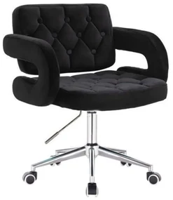 LuxuryForm DESIGN Kreslo ADRIA VELUR na striebornej podstave s kolieskami - čierne