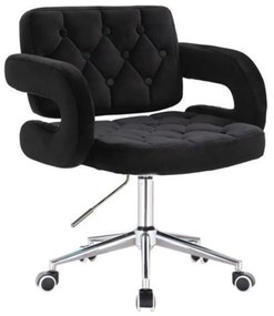 LuxuryForm DESIGN Kreslo ADRIA VELUR na striebornej podstave s kolieskami - čierne