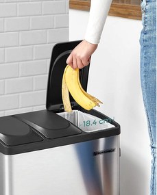 Odpadkový kôš na separovaný odpad 45 litrov (3 x 15 L), nerezový