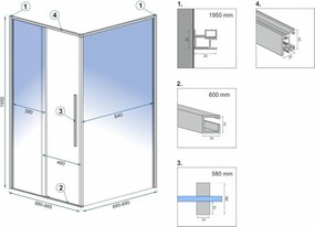 Štvorcový sprchovací kút REA SOLAR 90x90 cm, zlatý/transparent + vanička Savoy čierna