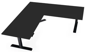 Výškovo nastaviteľný stôl OfficeTech Angle, 180 x 200 cm, čierna podnož, čierna