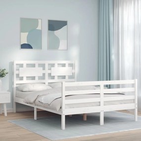 Rám postele s čelom biely 4FT malé dvojlôžko masívne drevo 3194412