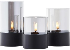 Brilliant - SADA 3x LED sviečok BOUGIE LED/2xAA IP44 čierna/dymová
