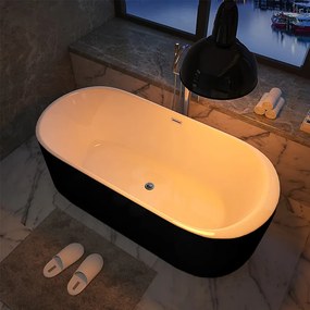 BPS-koupelny Voľne stojaca akrylátová vaňa HYD-VO501 170x80 biela/čierna, odtokový komplet chróm