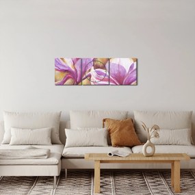 Obraz - Kvety magnólie (s hodinami) (90x30 cm)