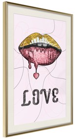 Artgeist Plagát - Liquid Lips [Poster] Veľkosť: 40x60, Verzia: Zlatý rám s passe-partout