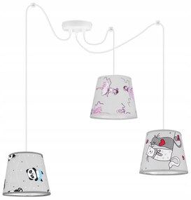 Detské závesné svietidlo Cone Spider, 3x textilné tienidlo so vzorom (výber zo 7 farieb), w