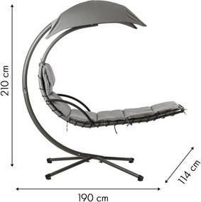 ZÁHRADNÉ ZÁVESNÉ KRESLO ZALIA ŠEDÉ