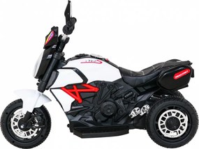 Ramiz Rýchla turistická motorka na batérie pre deti Biela + Audio + Svetlá + Eko koža