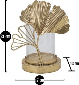 Svietnik List 21 cm číry/zlatý