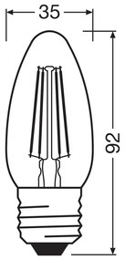 LED žiarovka E27 B35 CL 4W = 40W 470lm 2700K Warm 300° Filament OSRAM STAR