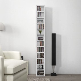 HOMCOM CD a DVD Úložný systém, stĺpcová polica, úložná jednotka s 12 priehradkami, maximálna kapacita 204 CD, 21 x 20 x 175 cm, biela | Aosom