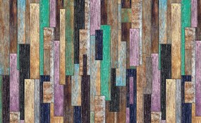 Fototapeta - Farebné drevené dosky (152,5x104 cm)