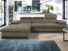 Rohová sedacia súprava Scala, hnedá látka, ľavý roh