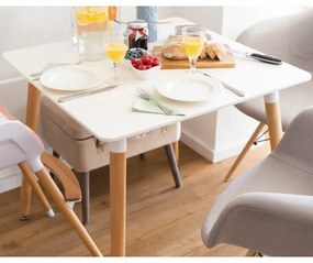 Jedálenský stôl, biela/buk, 70x70 cm, DIDIER 4 NEW