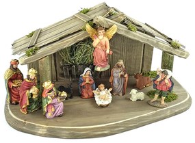 AMADEA Drevený betlehem šedohnedý BEZ FIGURÍK 38 cm