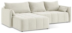 Béžová rozkladacia/s úložným priestorom rohová pohovka (ľavý roh/s leňoškou) Moku – Makamii