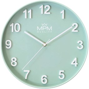 Minimalistické nástenné hodiny MPM Rivera – zelené, 30 cm