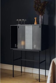 Čierna vitrína s posuvnými dverami 70x109x40 cm Lekko – noo.ma