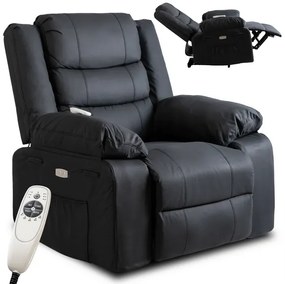 Masážne kreslo AMADEO čierne, ekokoža